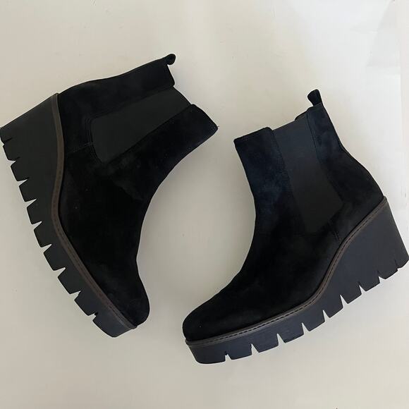 Gabor ‘Ubique’ Women's UK 7.5 / US 9.5-10 Chunky Wedge Ankle Boot Black Suede - Picture 2 of 7